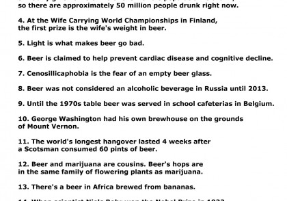 20 totally random and true facts about beer