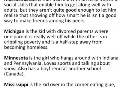 50 States of America If They Were Actually High School Kids List
