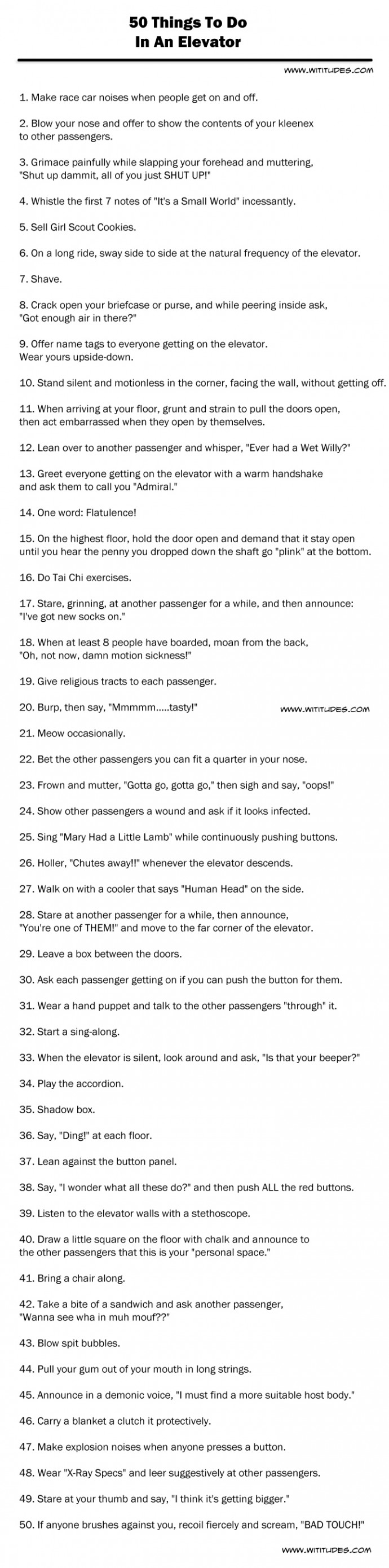 50 Things To Do In An Elevator