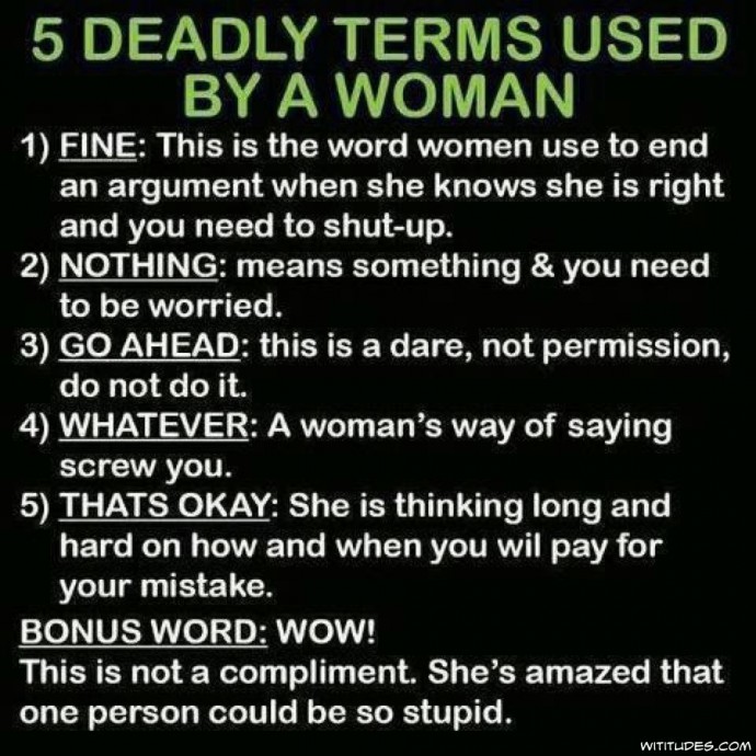 5 deadly terms used by a woman