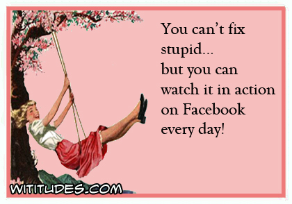 You can't fix stupid ... but you can watch it in action on Facebook every day ecard