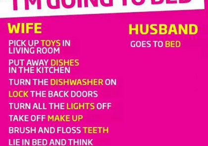 I'm going to bed - wife vs. husband