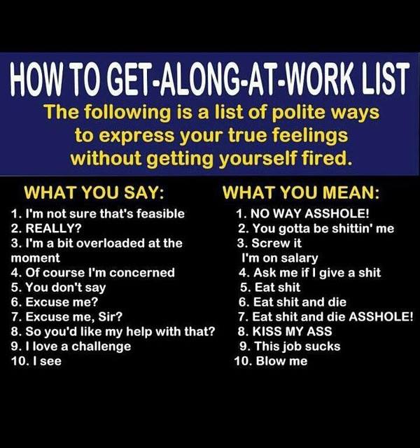 How to get along at work list