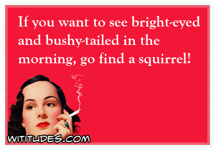 If you want to see bright-eyed and bushy-tailed in the morning, go find a squirrel ecard