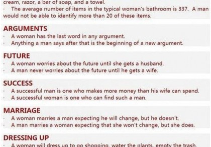 Real differences between men and women list