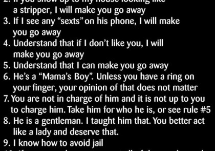 Rules for dating my son list