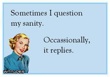 Sometimes I question my sanity. Occasionally, it replies ecard