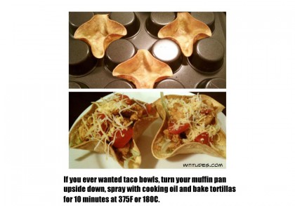 Taco bowl shells how to instructions hack using reverse side of a pan