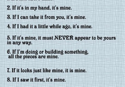 A toddler's rules of possession list