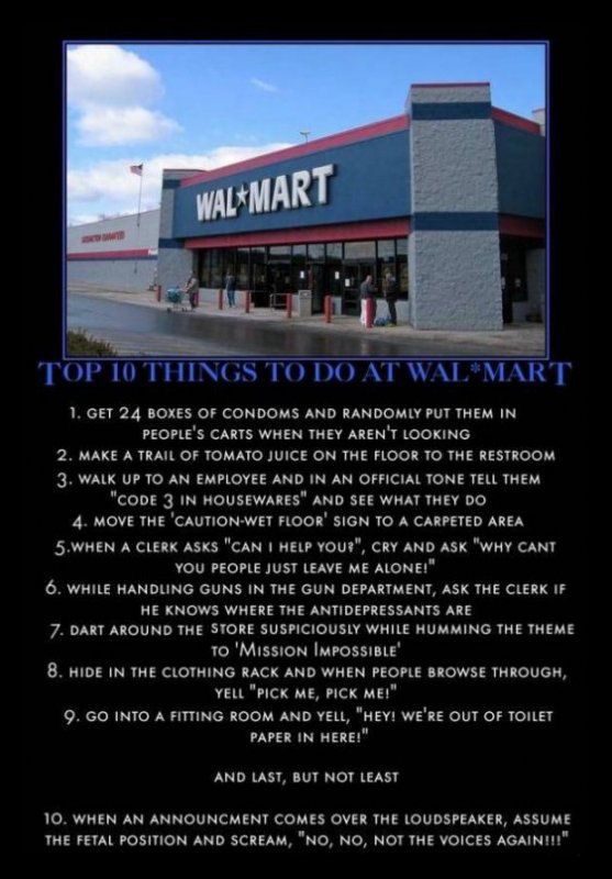 Top 10 things to do at Walmart